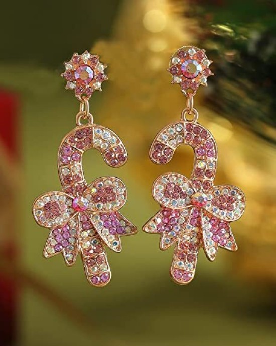 Two pairs Snowman Candy Rhinestone Drop Dangle Earrings Handmade Christmas Gifts Two pairs Snowman Candy Rhinestone Drop Dangle Earrings Handmade Christmas Gifts