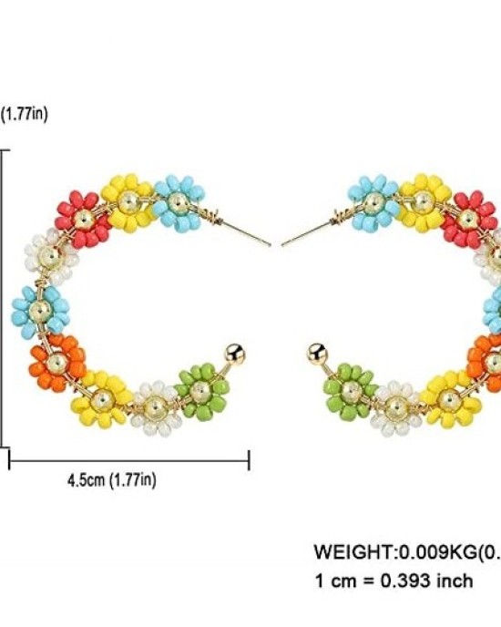 3 pairs Bohemian Fashion Beaded Handmade Hoop Earring for Women Vacation Party Gifts 3 pairs Bohemian Fashion Beaded Handmade Hoop Earring for Women Vacation Party Gifts