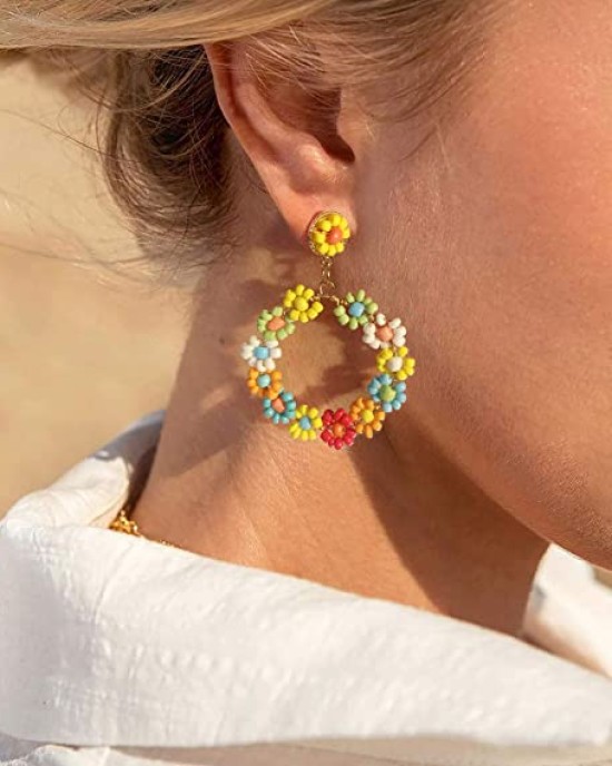 3 pairs Beaded Earrings Handmade Bohemian Tassel Dangle Earrings 3 pairs Beaded Earrings Handmade Bohemian Tassel Dangle Earrings