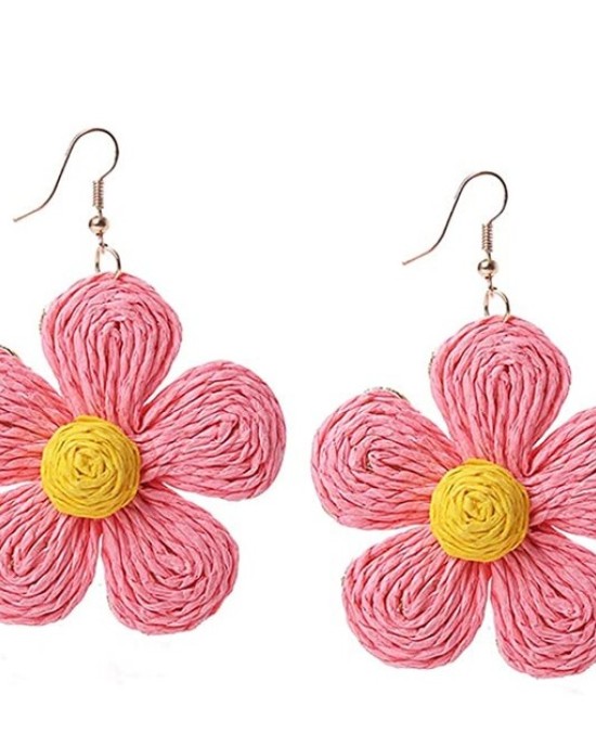 3 Pair Handmade Braid Straw Wicker Summer Beach Raffia Earring 3 Pair Handmade Braid Straw Wicker Summer Beach Raffia Earring