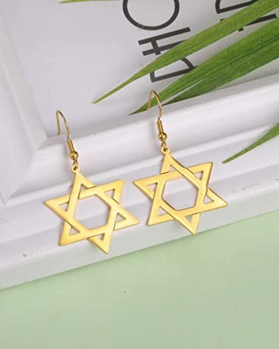 4 Pairs Star Earrings Stainless Steel Dangle Drop Earrings 4 Pairs Star Earrings Stainless Steel Dangle Drop Earrings