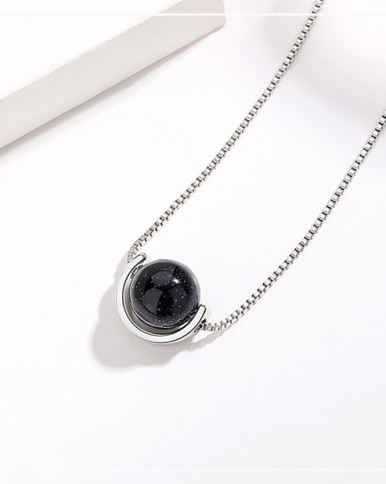 2 pcs Obsidian Saturn Pendant Necklace 2 pcs Obsidian Saturn Pendant Necklace