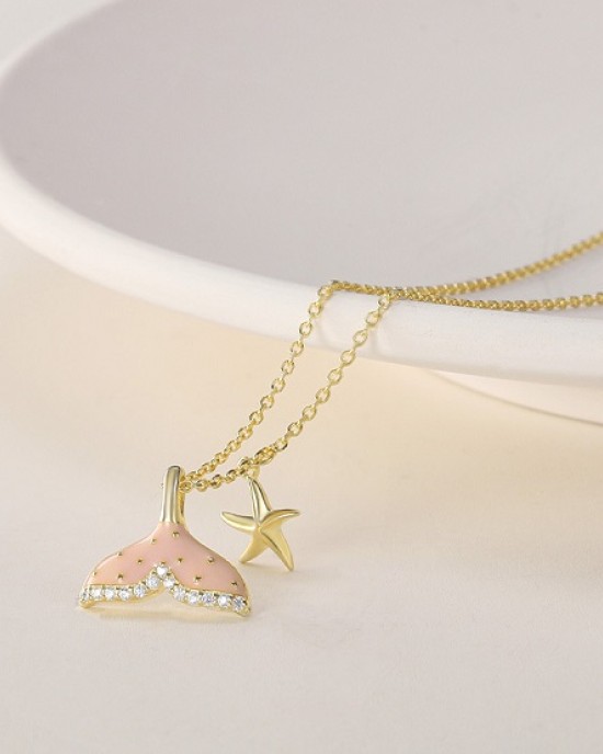 4 PCS Colorful Fish Tail Starfish Necklace 4 PCS Colorful Fish Tail Starfish Necklace