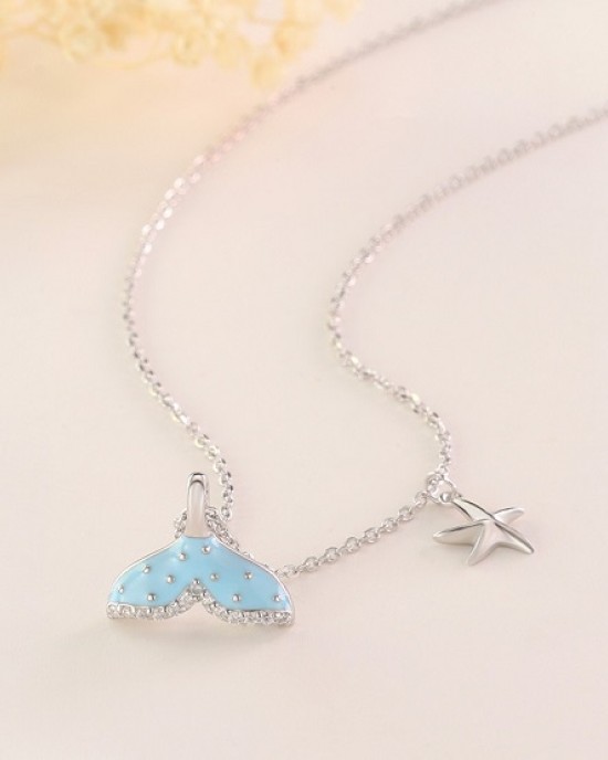 4 PCS Colorful Fish Tail Starfish Necklace 4 PCS Colorful Fish Tail Starfish Necklace