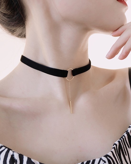 15 Packs Tassel Black Velvet Collarbone Chain Vintage Collar Female 15 Packs Tassel Black Velvet Collarbone Chain Vintage Collar Female
