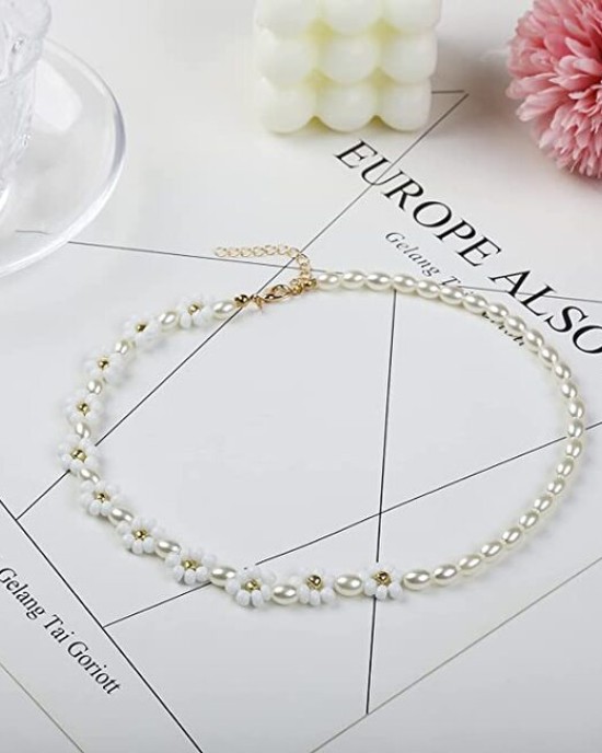 5 Piece Flower Beaded Necklace for Women Girls 5 Piece Flower Beaded Necklace for Women Girls