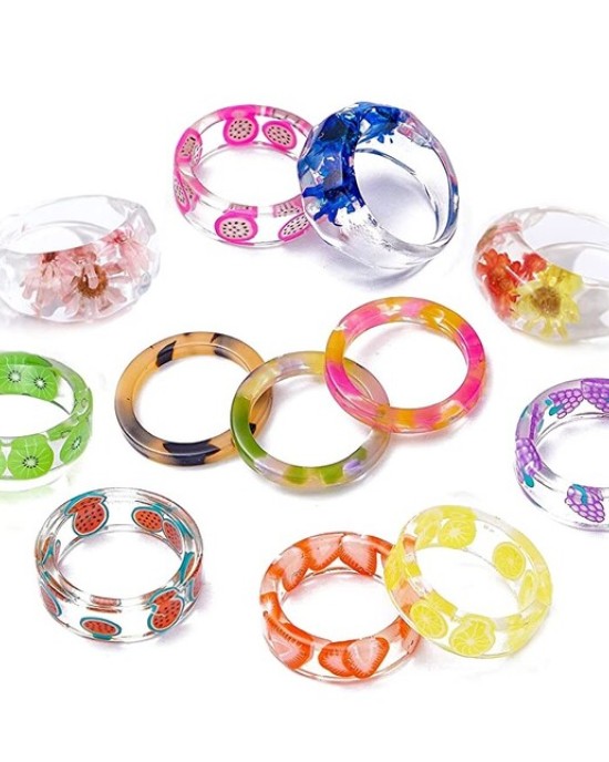 20PCS Colorful Resin Rings Acrylic Chunky Rings for Women 20PCS Colorful Resin Rings Acrylic Chunky Rings for Women