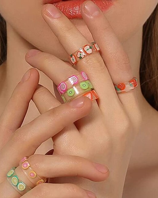 20PCS Colorful Resin Rings Acrylic Chunky Rings for Women 20PCS Colorful Resin Rings Acrylic Chunky Rings for Women