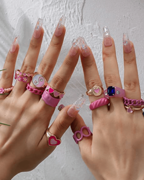 30 Pieces Chunky Rings Stackable Open Resin Acrylic Rings for Women 30 Pieces Chunky Rings Stackable Open Resin Acrylic Rings for Women
