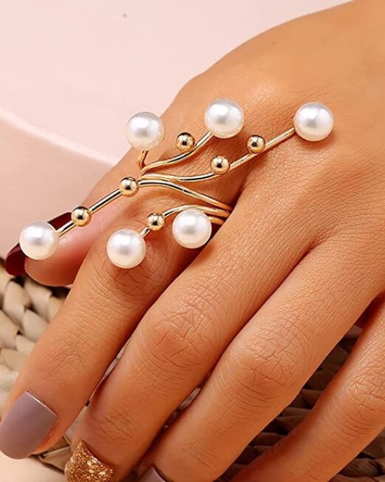 5 Pack Vintage Pearl Finger Rings Statement Imitation Pearls 5 Pack Vintage Pearl Finger Rings Statement Imitation Pearls