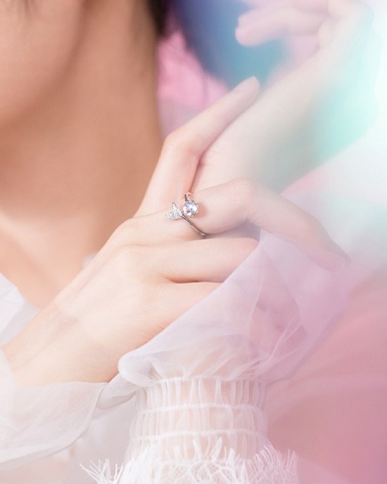 925 Sterling Silver Crystal Moonstone Mermaid Rings 6 pcs 925 Sterling Silver Crystal Moonstone Mermaid Rings 6 pcs