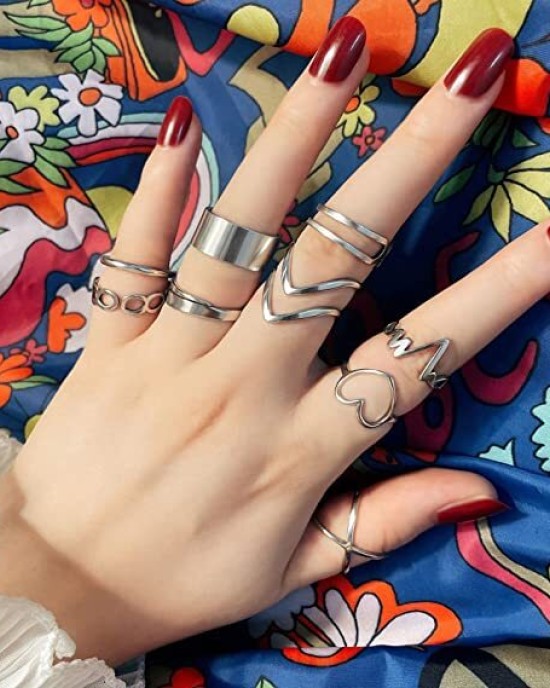 9 Pack Stainless Steel Rings Set for Women Teen Girls 9 Pack Stainless Steel Rings Set for Women Teen Girls