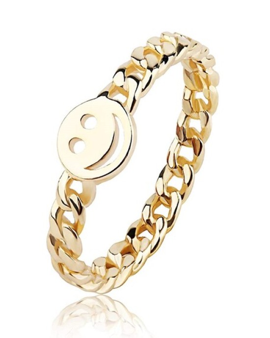 6Pcs Happy Face Stackable Ring with Cute Chain Link Band 6Pcs Happy Face Stackable Ring with Cute Chain Link Band